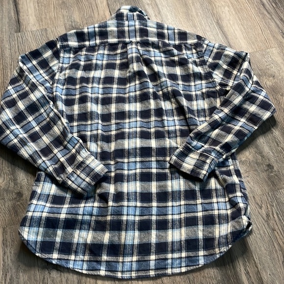 Jachs Mens Blue, Navy, White Plaid Flannel Button Down Shirt, size Large Tall - Picture 9 of 10